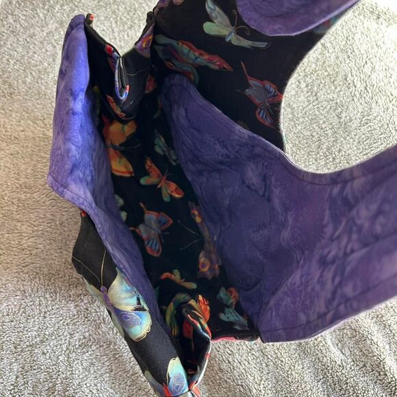 Handmade fabric butterfly patterned handbag - Picture 3 of 6